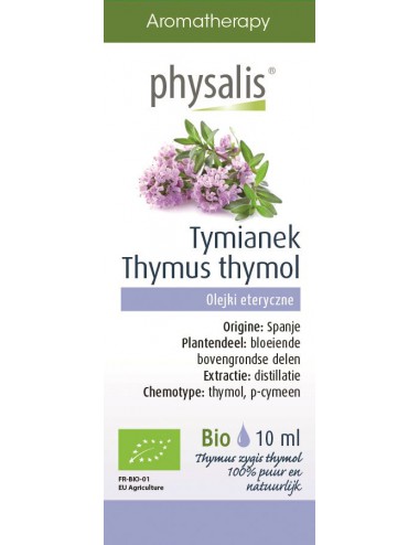 OLEJEK ETERYCZNY TYMIANEK THYMUS ZYGIS THYMOL BIO 10 ml - PHYSALIS