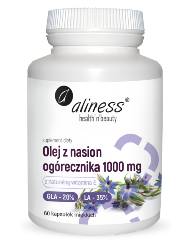 Olej z nasion ogórecznika 20% GLA  35%LA 1000mg 60kaps Aliness