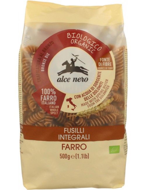 MAKARON (Z PŁASKURKI RAZOWY) FUSILLI BIO 500 g - ALCE NERO