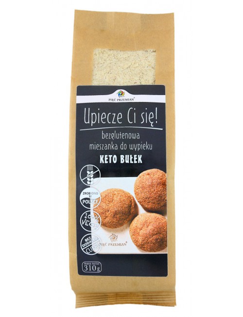 MIESZANKA DO WYPIEKU BUŁEK BEZ DODATKU CUKRÓW BEZGLUTENOWA KETO 310 g - PIĘĆ PRZEMIAN