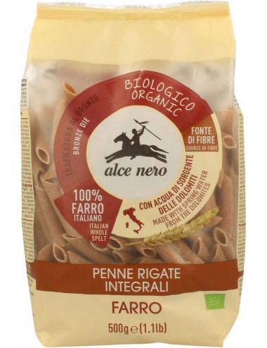 MAKARON (Z PŁASKURKI RAZOWY) PENNE BIO 500 g - ALCE NERO