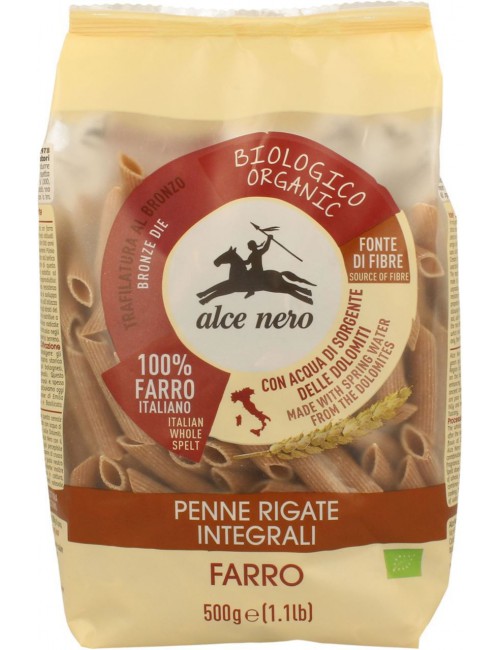 MAKARON (Z PŁASKURKI RAZOWY) PENNE BIO 500 g - ALCE NERO