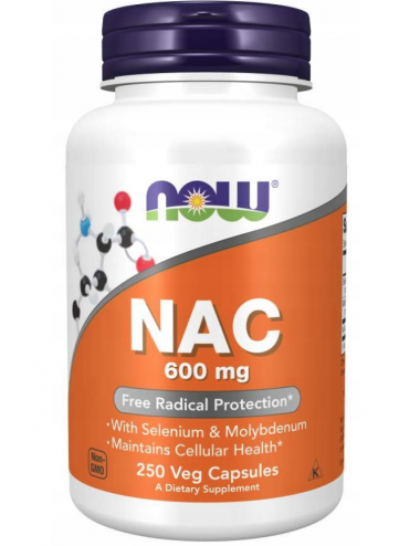 NAC N-Acetylocysteina 600mg 250kaps Now Foods