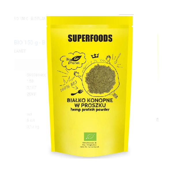BIAŁKO KONOPNE BIO 150 g - BIO PLANET