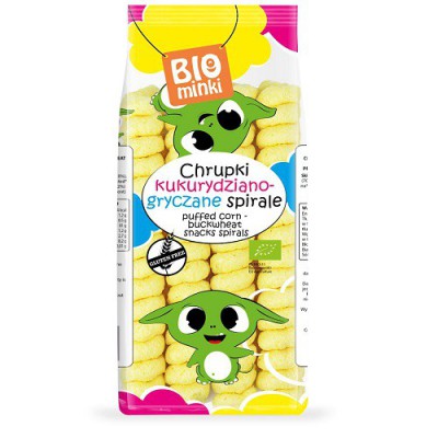 CHRUPKI KUKURYDZIANO-GRYCZANE SPIRALE BEZGLUTENOWE BIO 60 g - BIOMINKI