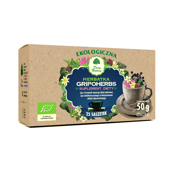 Herbatka Gripoherbs EKO 25x2g - Suplement diety