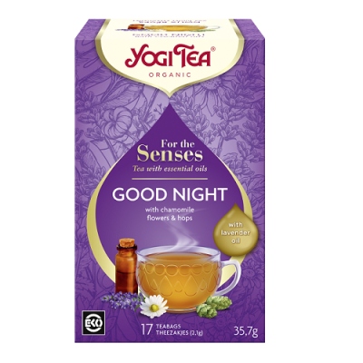 HERBATKA DLA ZMYSŁÓW NA DOBRANOC Z OLEJKIEM LAWENDOWYM (FOR THE SENSES GOOD NIGHT) BIO (17 x 2,1 g) 35,7 g - YOGI TEA