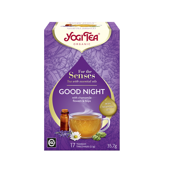 HERBATKA DLA ZMYSŁÓW NA DOBRANOC Z OLEJKIEM LAWENDOWYM (FOR THE SENSES GOOD NIGHT) BIO (17 x 2,1 g) 35,7 g - YOGI TEA