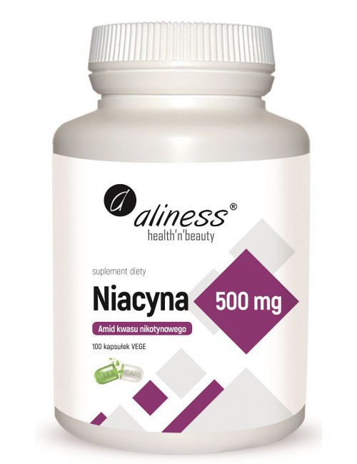 Witamina B3 (niacyna) Amid Kwasu nikotynowego 500mg 100kaps Aliness