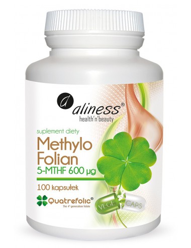Kwas foliowy Methylo Folian (witamina B9) 600µg 100kaps Aliness