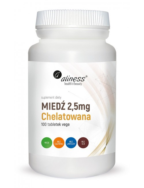 Miedź chelatowana 2,5mg 100tabl Aliness