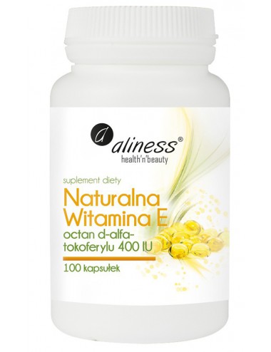 Witamina E naturalna 400IU D-alfa-tokoferyl 100kaps Aliness